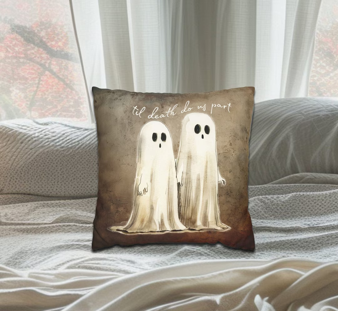 Ghost Couple Pillow Cover, Halloween Gifts, Til Death Do Us Part, Vintage Throw Pillow Covers, Co... | Etsy (US)