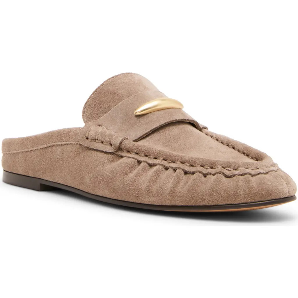 Steve Madden Rixy Metal Crescent Mule in Taupe Suede at Nordstrom, Size 7.5 | Nordstrom
