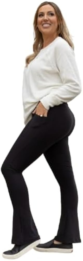 JULIA ROSE Black Flare Leggings with Pockets | Amazon (US)
