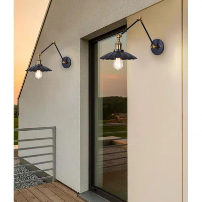 Cribbs 1 - Light Black Shade Classic Dimmable Swing Arm Wall Sconces | Wayfair Professional