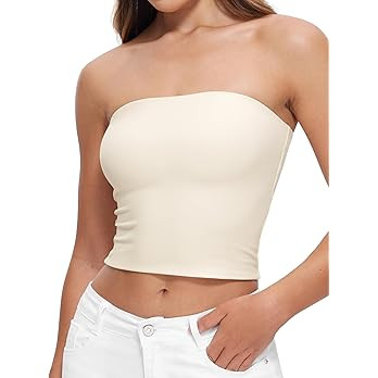 CRZ YOGA Butterluxe Double Lined Tube Tops for Women Going Out Crop Sleeveless Tank Bandeau Strap... | Amazon (US)