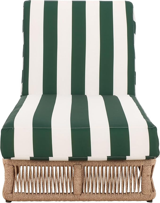 SAFAVIEH Outdoor Collection Gillian Heather Tan & Hunter Green Stripe Chaise Lounge Chair (Fully ... | Amazon (US)