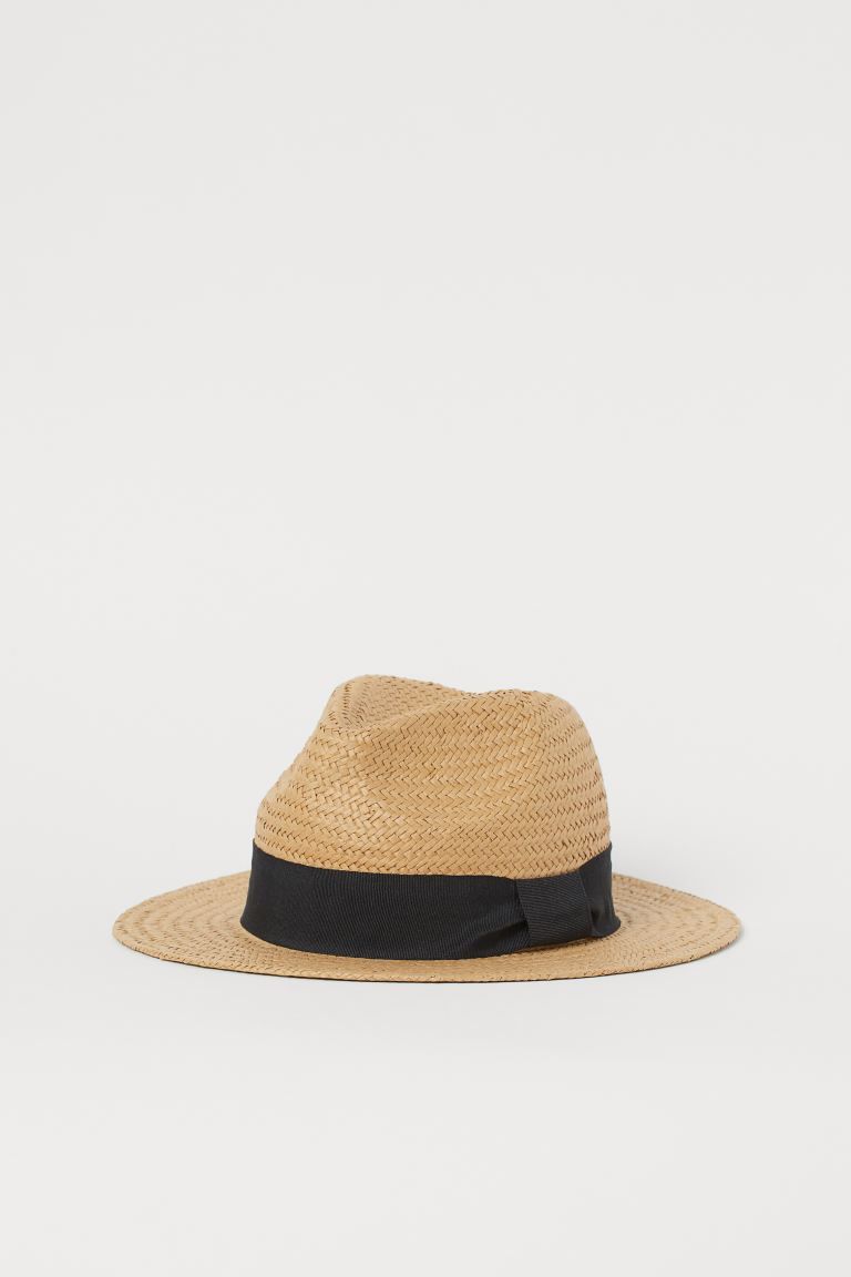 Hat in braided paper straw with a wide grosgrain band. Width of brim 2 3/4 in. | H&M (US + CA)
