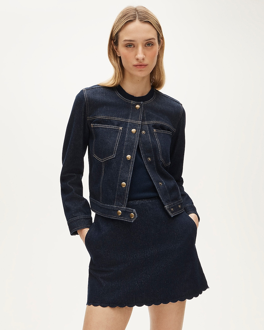 Fairfax scalloped mini skirt in denim | J. Crew US