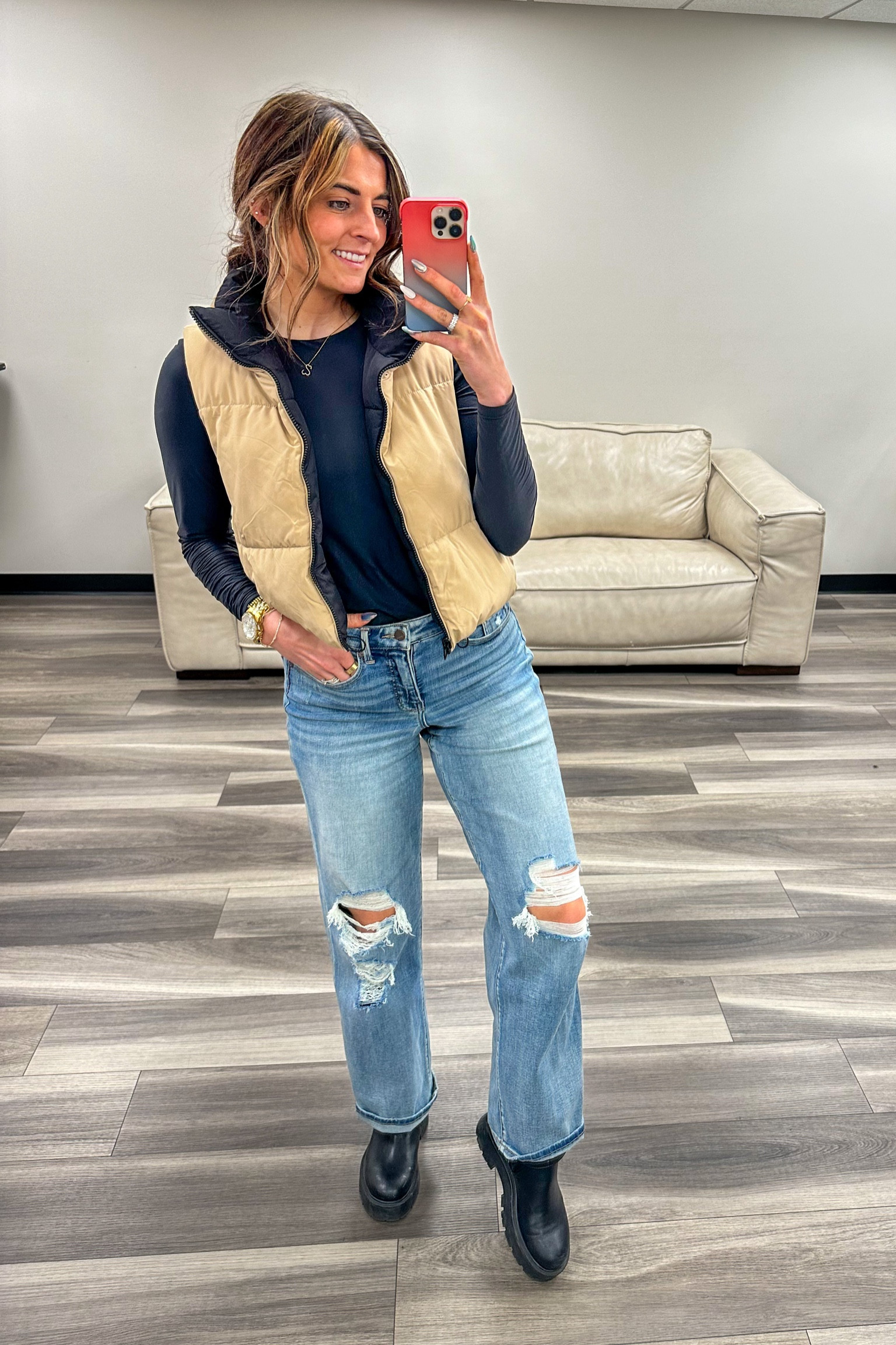 Comfy jeans only over here 🫶🏽

#denim #jeans #workfit #workfashion #workfind #vest #winterfit #winterfashion #boots #combatboots #comfyfit #holiday #holidayfit #holidayfashion 

#LTKStyleTip #LTKWorkwear #LTKHoliday