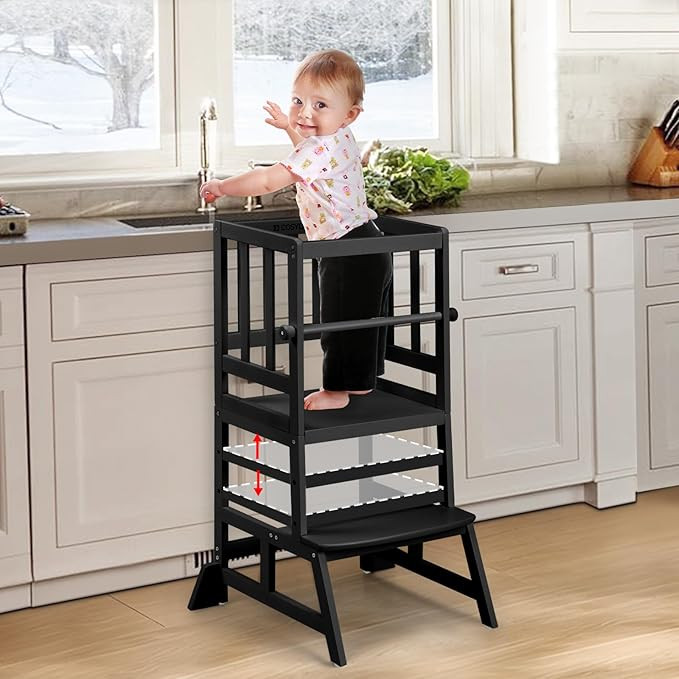 COSYLAND Toddler Standing Tower - Adjustable Height Toddler Kitchen Stool Helper - Kids Kitchen S... | Amazon (US)