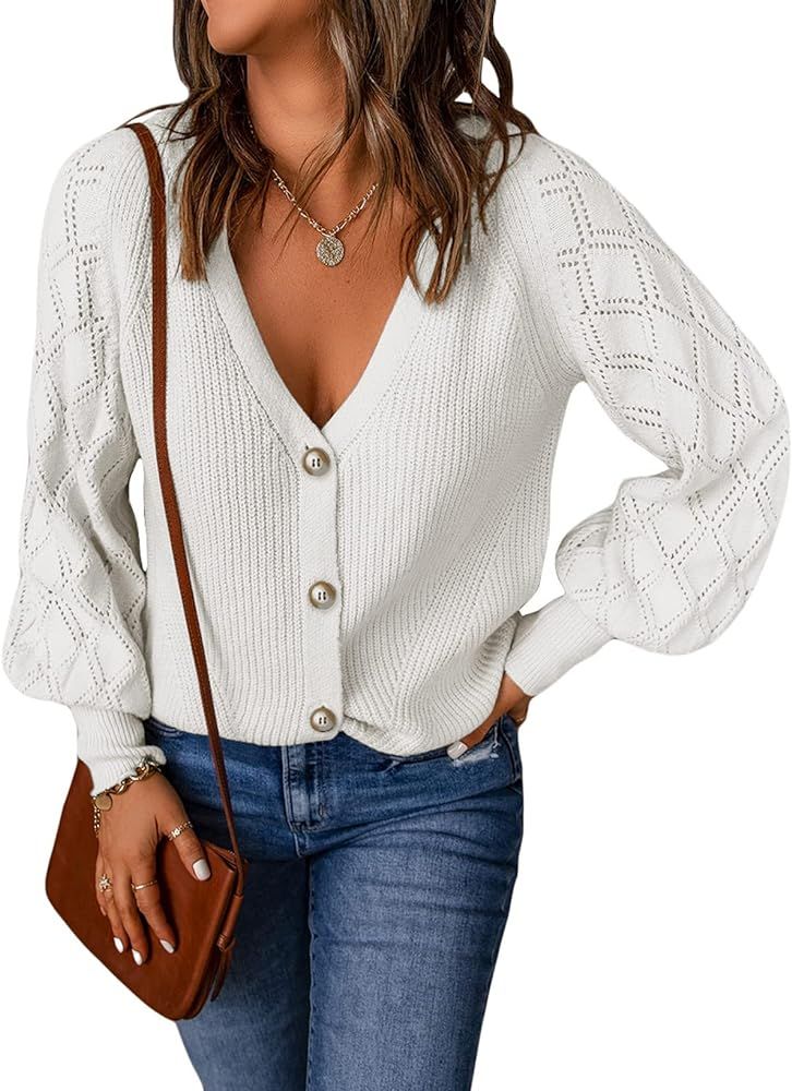 Astylish Women 2023 Long Sleeve Open Front Knit Button Down Cardigan Sweater | Amazon (US)