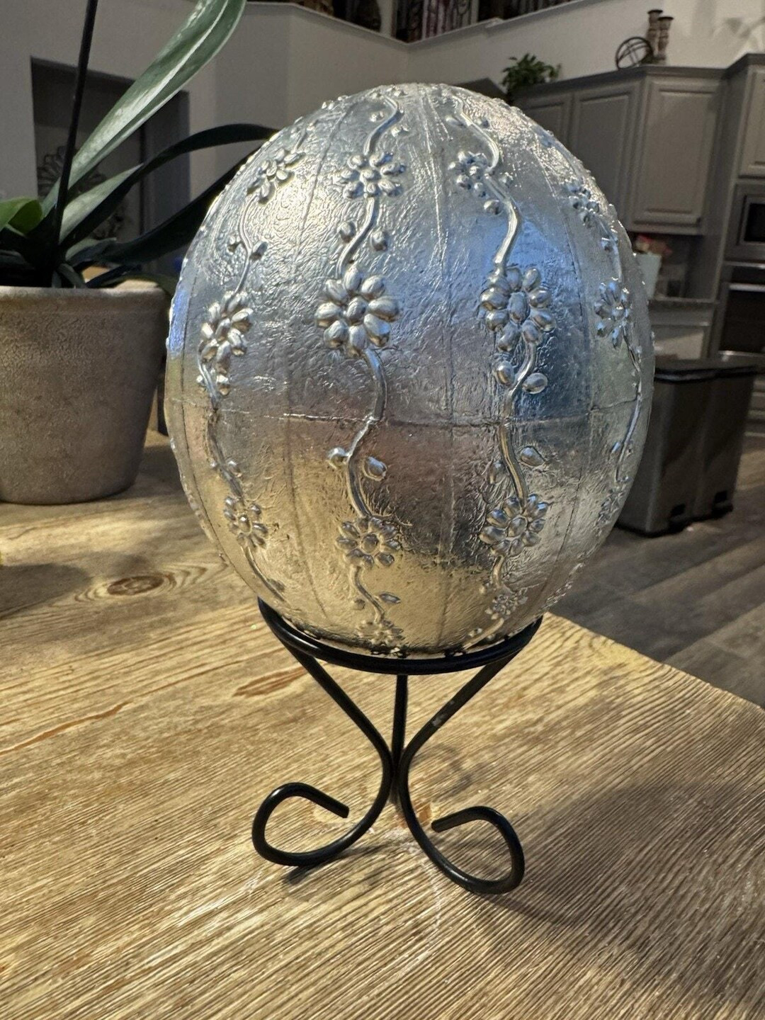 Antique Silver Large Easter Egg Flower Pattern ELEGANT With Stand 6.5” Height | Etsy (US)