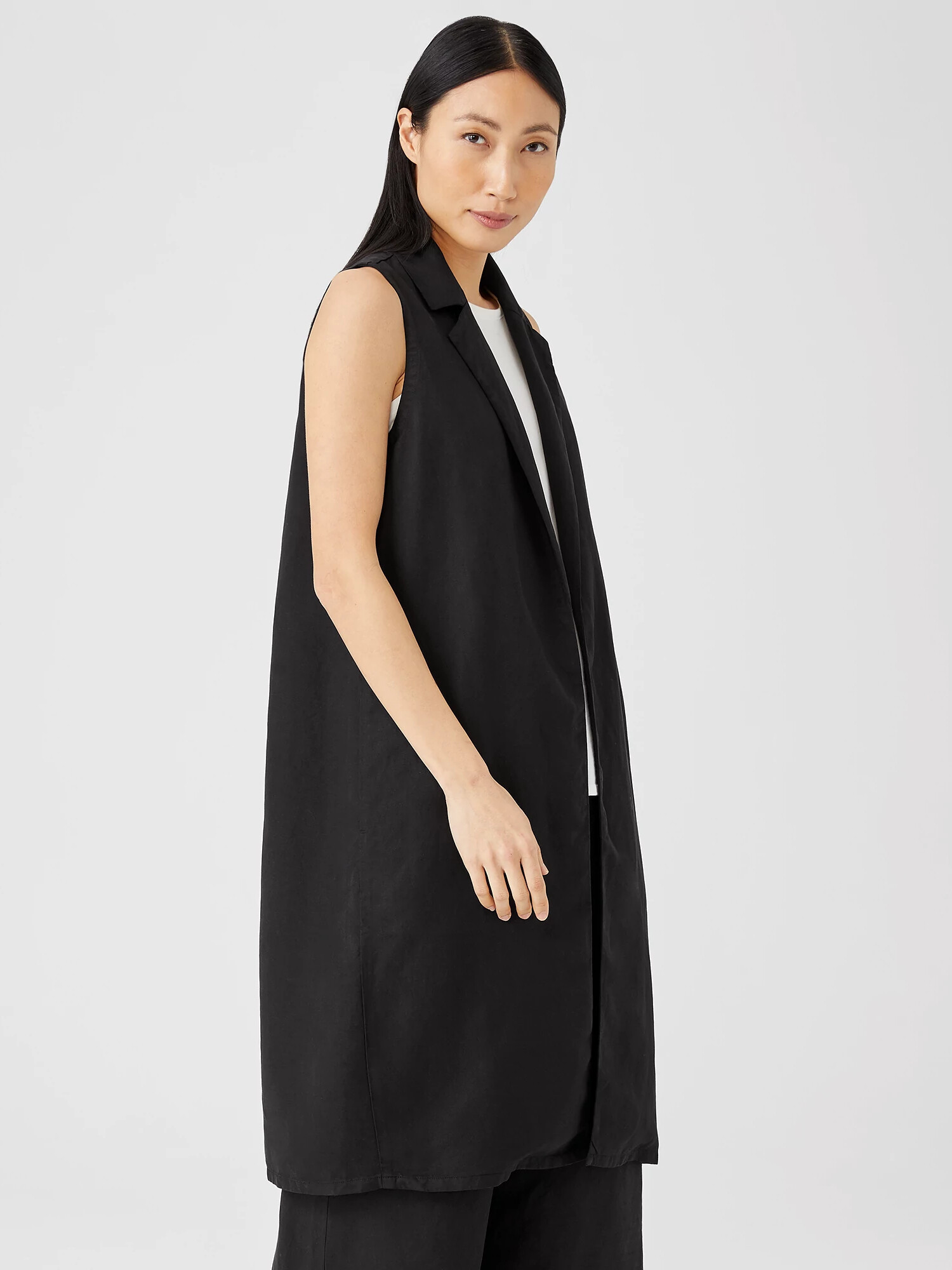 Linen Blend Long Vest | Eileen Fisher