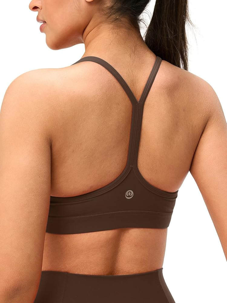 Womens Y Back Padded Sports Bra Strappy U Neck Butter Soft Low Impact Workout Bras Yoga Pilates W... | Amazon (US)