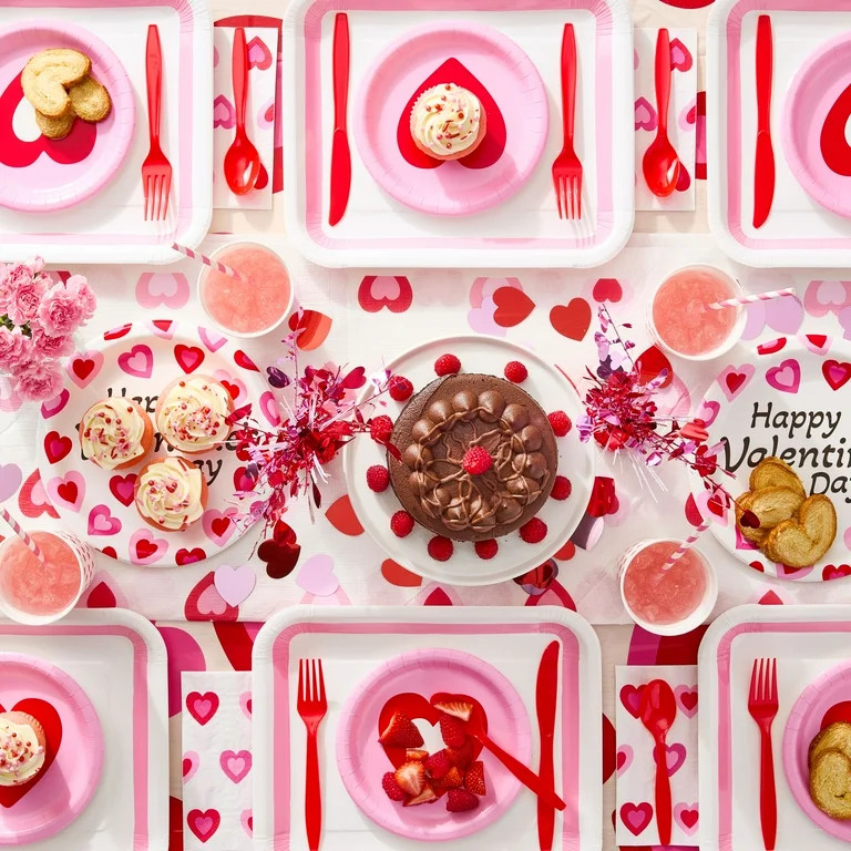Scattered Heart Tablecloth, Red, Pink, and White, 54" x 84", Valentine's Day by Way To Celebrate | Walmart (US)