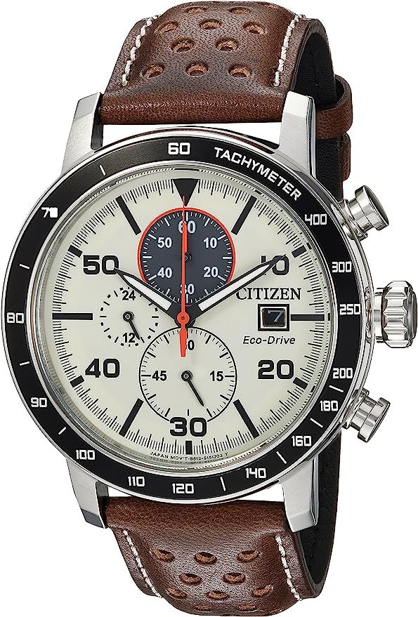 Citizen Eco-Drive Brycen Chronograph Mens Watch, Stainless Steel with Leather strap, Weekender, B... | Amazon (US)