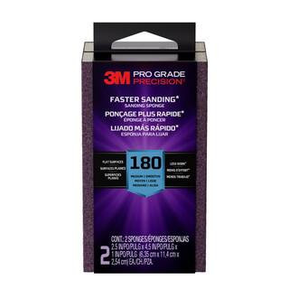 Pro Grade Precision 2 1/2 in. x 4-1/2 in. x 1 in. 180-Grit Medium Block Sanding Sponge | The Home Depot