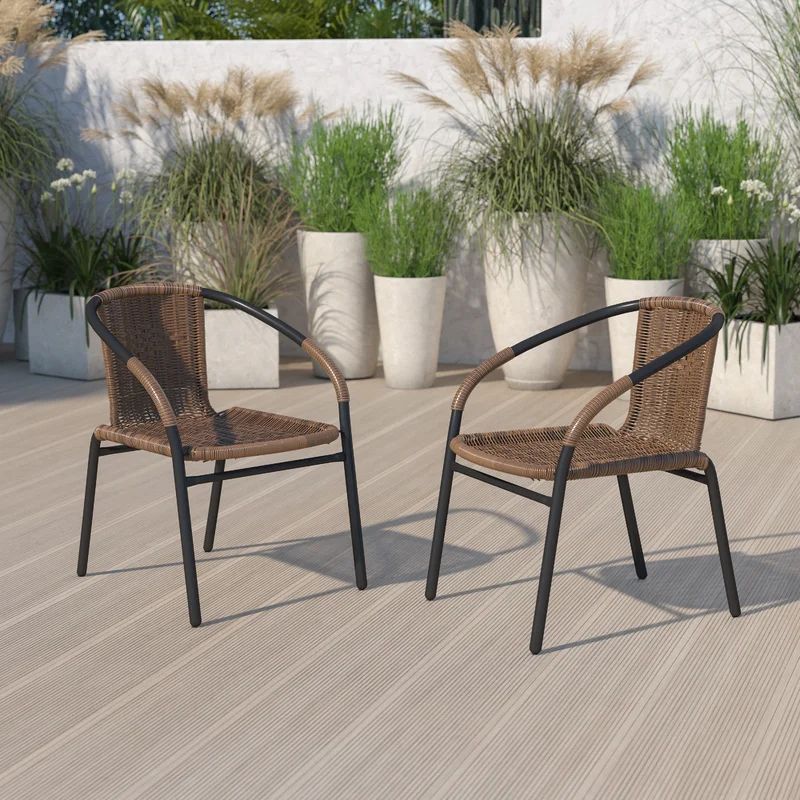 Anacely Stacking Patio Dining Armchair (Set of 2) | Wayfair North America