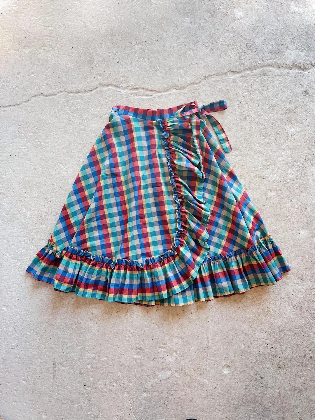 Vintage Multi Color Plaid Wrap Ruffle Skirt | Size XXS XS | 70s 80s Womens Plaid Skirts - Etsy | Etsy (Global)