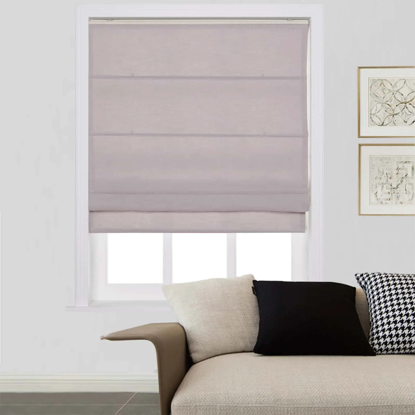 Liz Linen Window Roman Shades Loop Cord Lift - Parchment 1908-20 | TWOPAGES