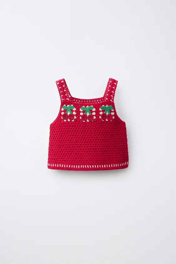 CHERRY CROCHET KNIT TOP | Zara US