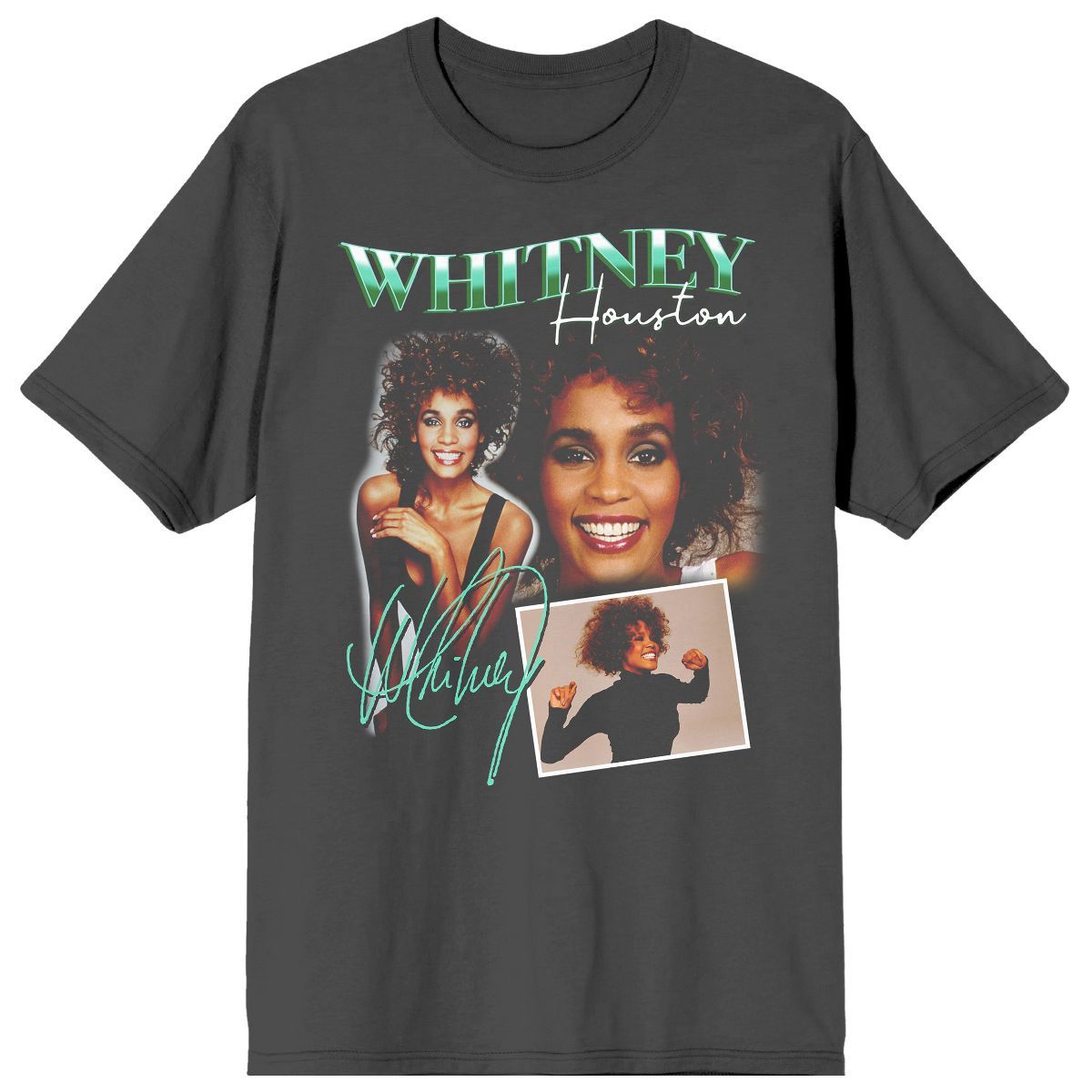 Whitney Houston Portrait Collage Unisex Adult Charcoal T-shirt | Target