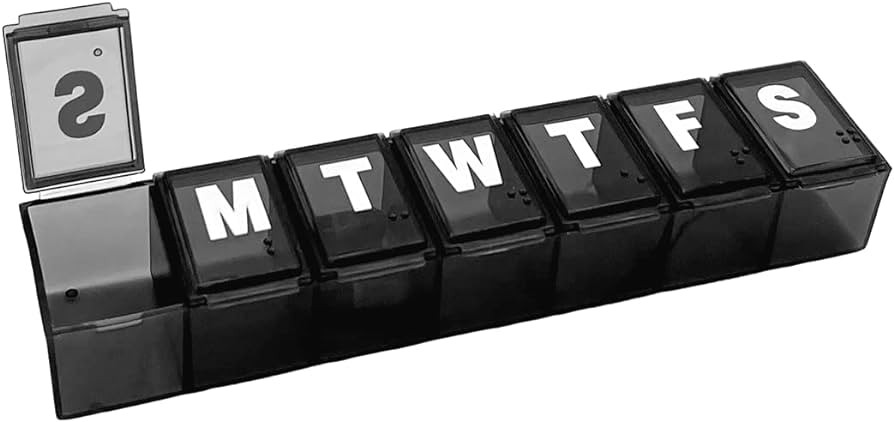 Amazon Basic Care Weekly (7-Day) Pill Organizer, Vitamin Planner, And Medicine Box, Medium Compar... | Amazon (US)