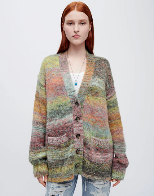 90s Oversized Cardigan - Lime Space Dye | RE/DONE