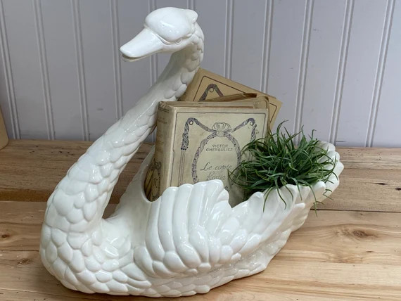 Large Ceramic Swan Planter | Etsy | Etsy (US)