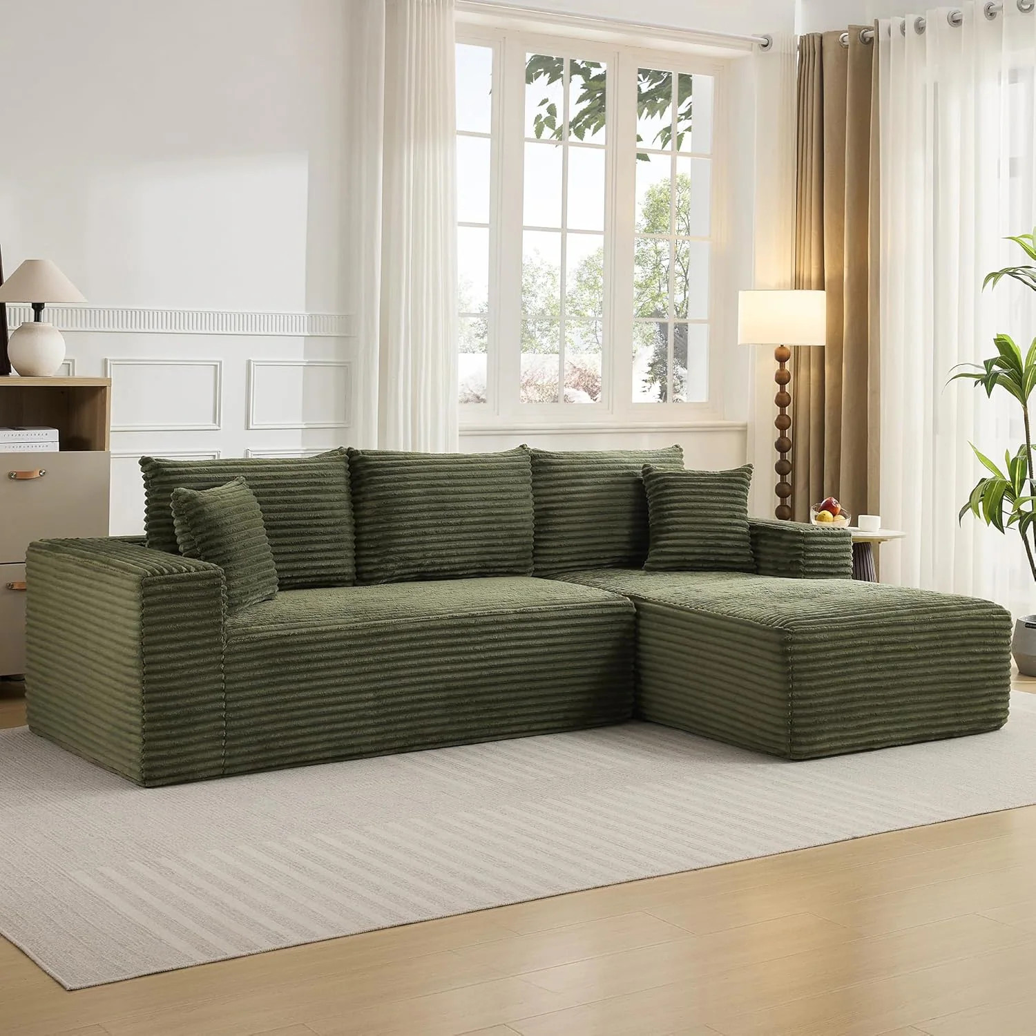 Garvee 108in Cloud Sectional Couch with L-Shape Chaise Modern Modular Sofa with Deep Seat Boneless Cloud Couches for Living Room Bedroom No Assembly | Lowe's