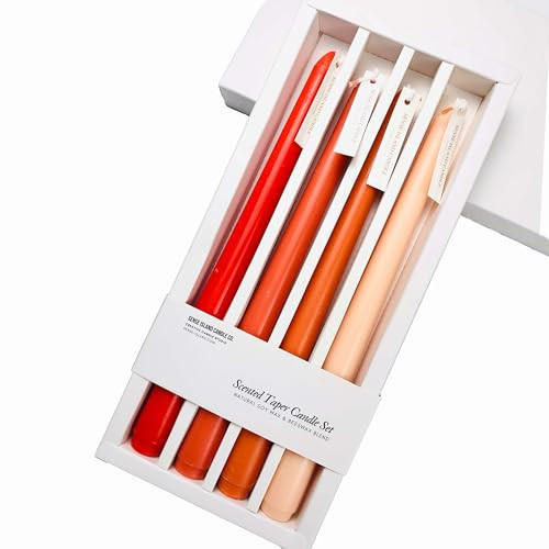 Taper Candles 10'' Orange Peach Ombre Colored Candle Sticks Set of 4 | Citrus Scented, Natural Soy Candlesticks Colorful |Decorative Tapered Candles | Amazon (US)