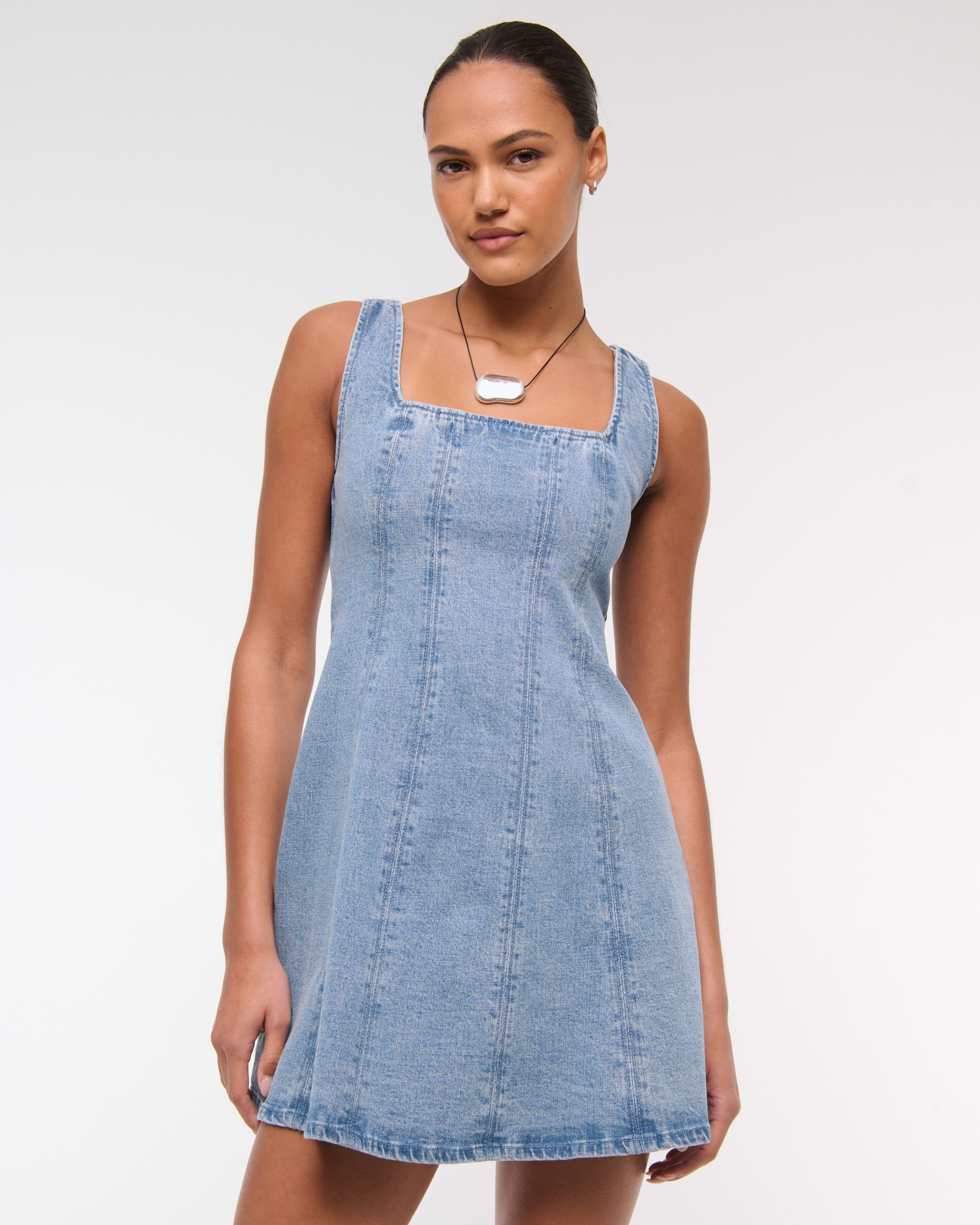 The A&F Mila Squareneck Denim Mini Dress | Abercrombie & Fitch (US)
