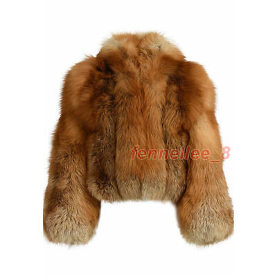 Short Luxury Women 100% Real Red Fox Fur Coat Natural Fur Jacket Warm Outwear | eBay US