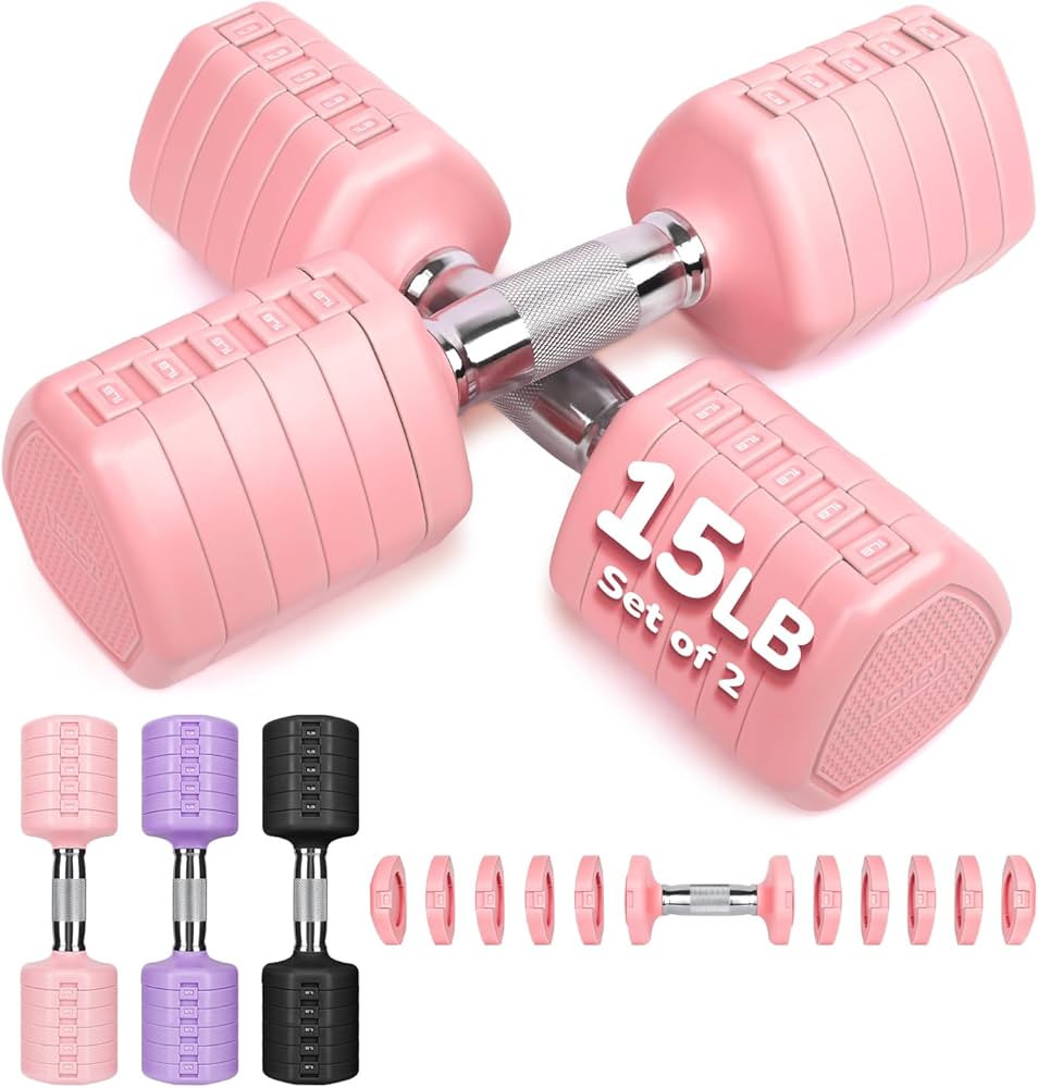 10LBS 20LBS 30LBS Dumbbell Set, Adjustable Dumbbells Set of 2 Hand Weights for Women Men Weight S... | Amazon (US)