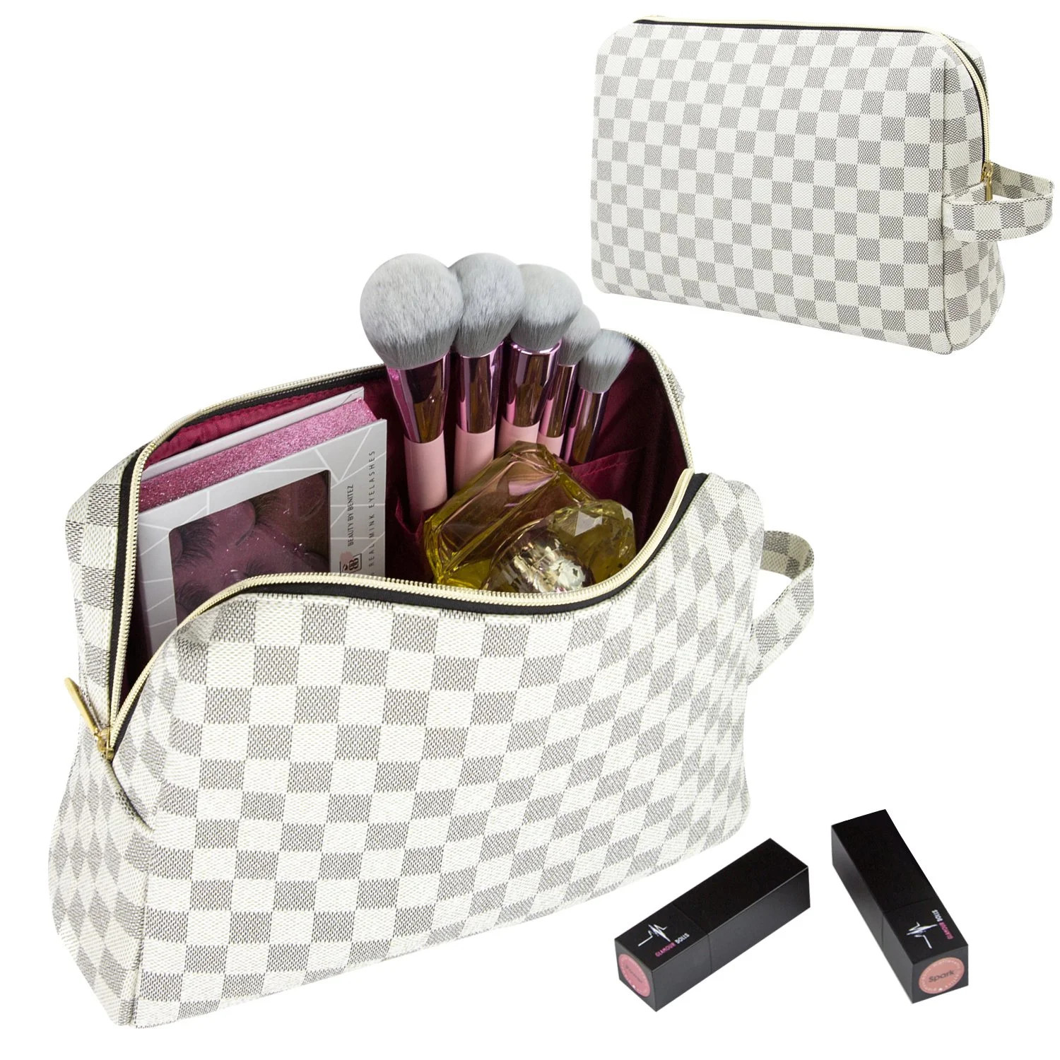 T.Sheep Makeup Bag Checkered Cosmetic Bag Large Travel Toiletry Organizer For Women,Cosmetics,Mak... | Walmart (US)
