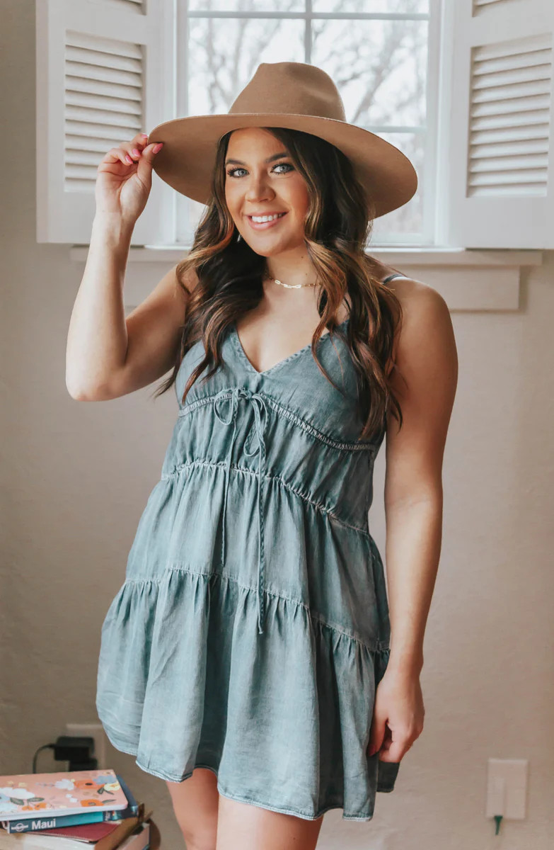 Home Before Daylight Denim V-Neck Mini Dress | Apricot Lane Boutique