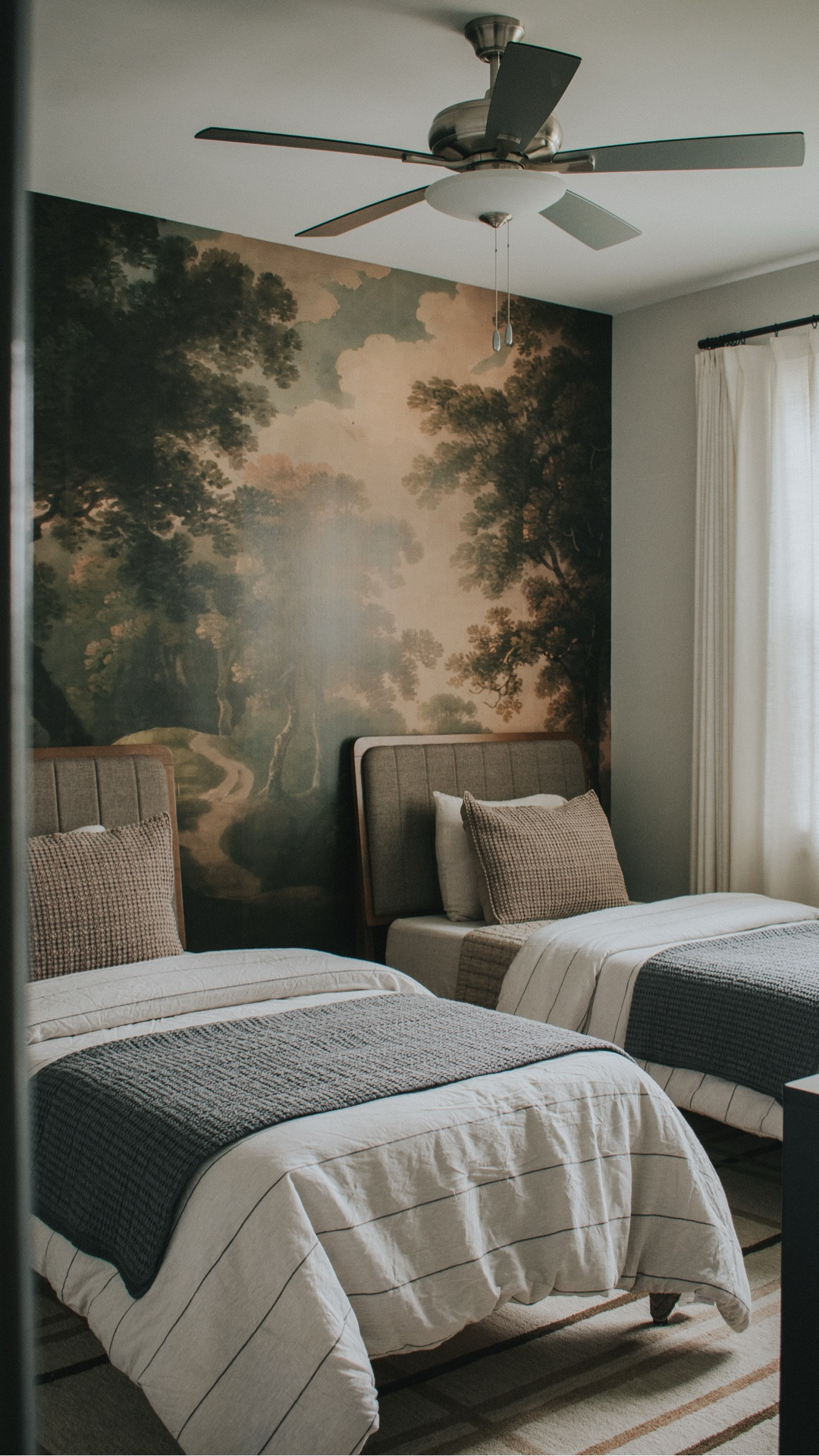 Boys room reveal 🌲🌳🪾 the cutest peel and stick wallpaper mural! Loving the muted tones and the browns and greens and tans and creams in this space. Shop their new bedding and wall mural here  

#LTKKids #LTKHome #LTKStyleTip