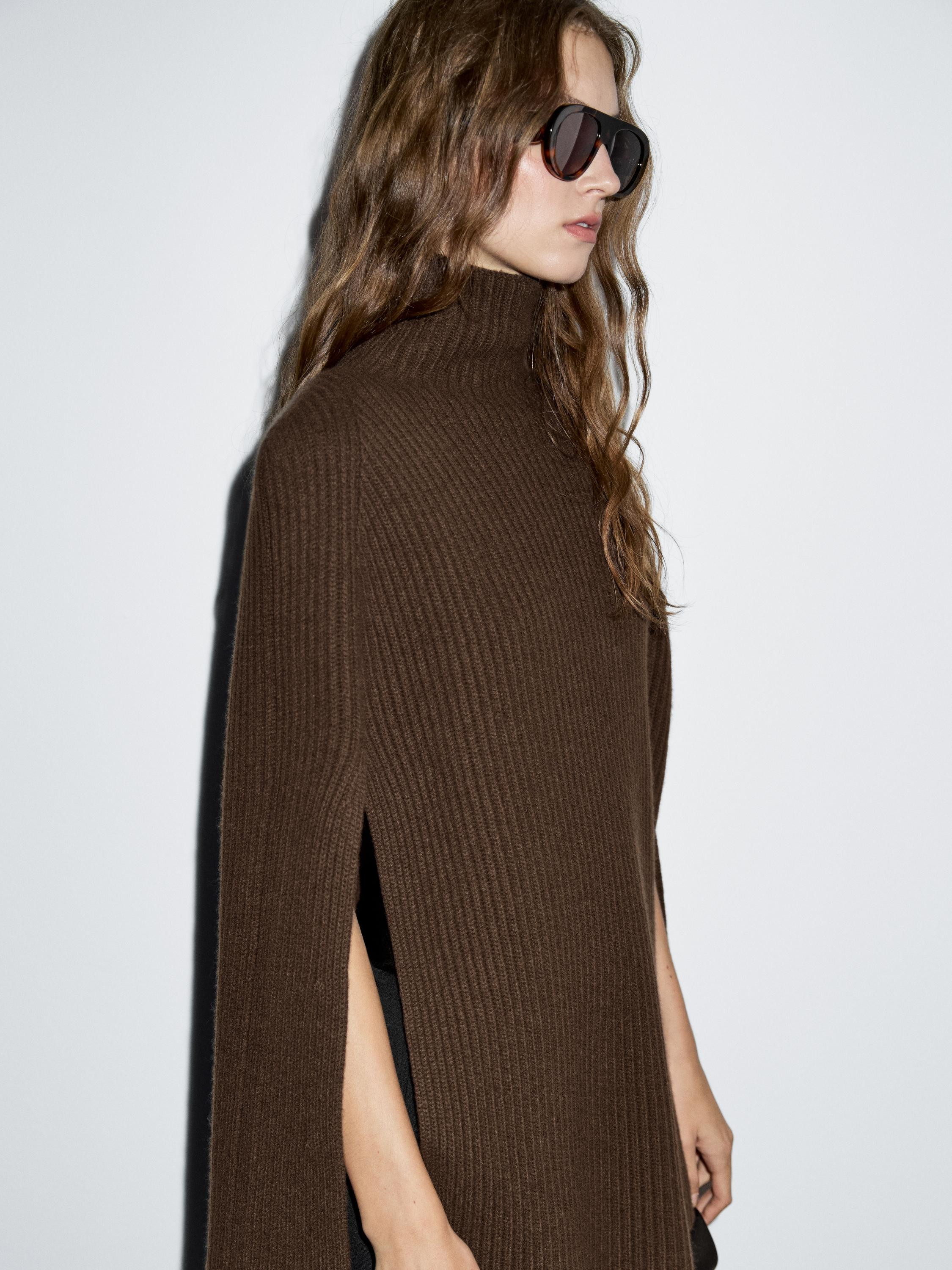 100% wool knitted coat · Taupe · Pullover | Massimo Dutti | Massimo Dutti DE