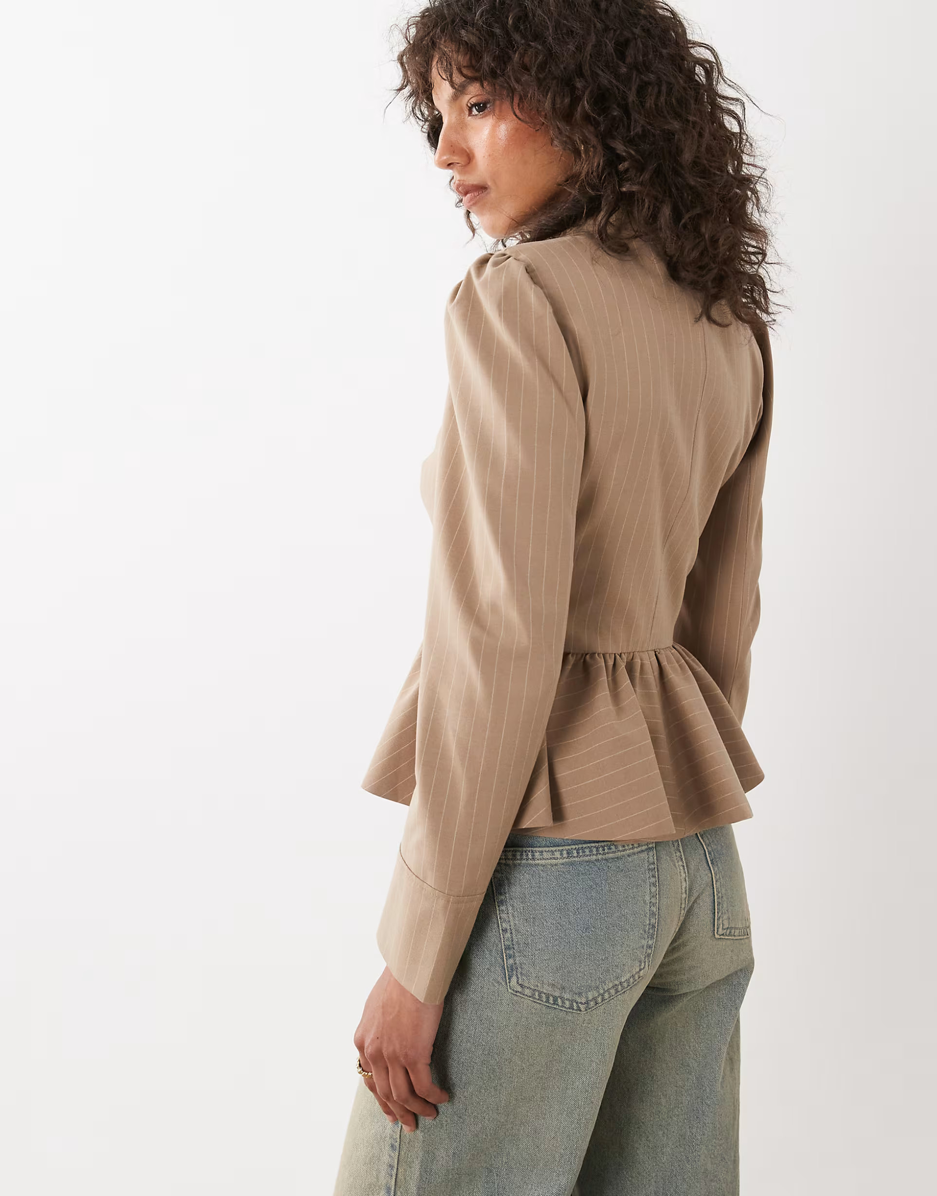 Miss Selfridge asymmetric military jacket in stripe | ASOS (Global)