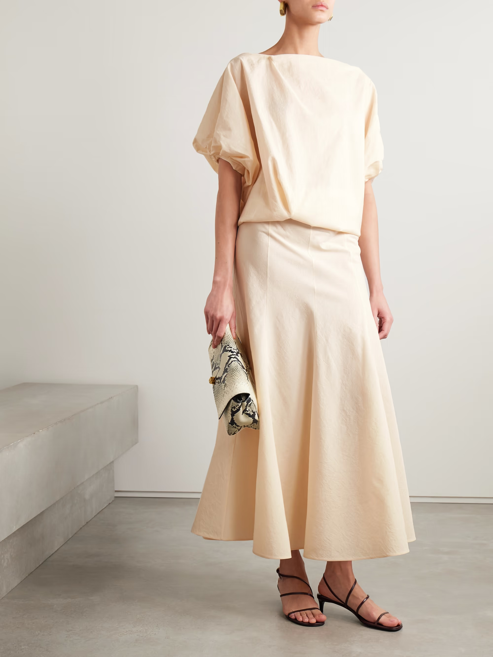 Lenno silk and cotton-blend midi skirt | NET-A-PORTER (US)