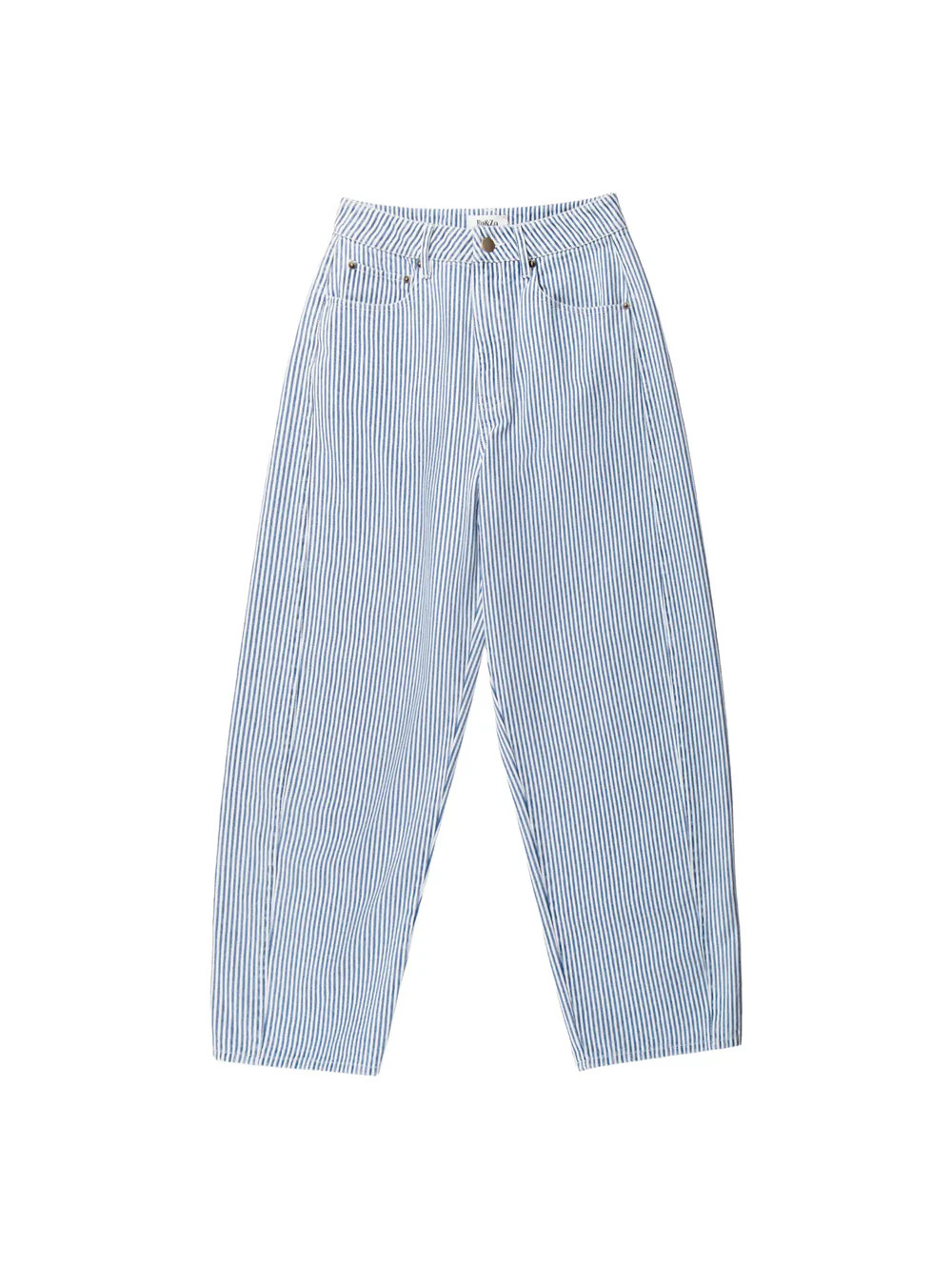 Blue Stripe Barrel Leg Jeans | Ro&Zo
