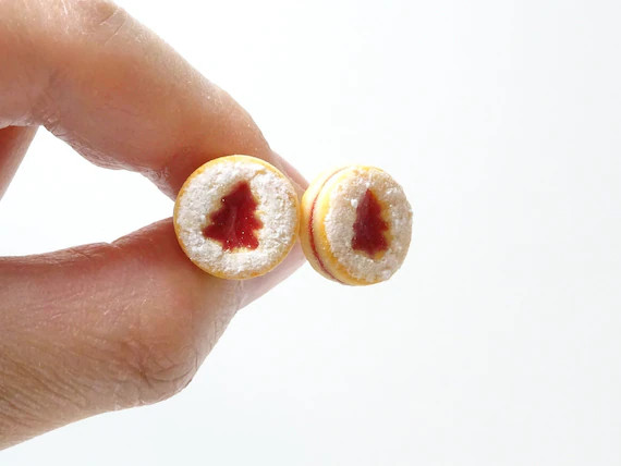Christmas Stud Earrigs Linzer Cookie Earrings Food Jewelry | Etsy | Etsy (US)