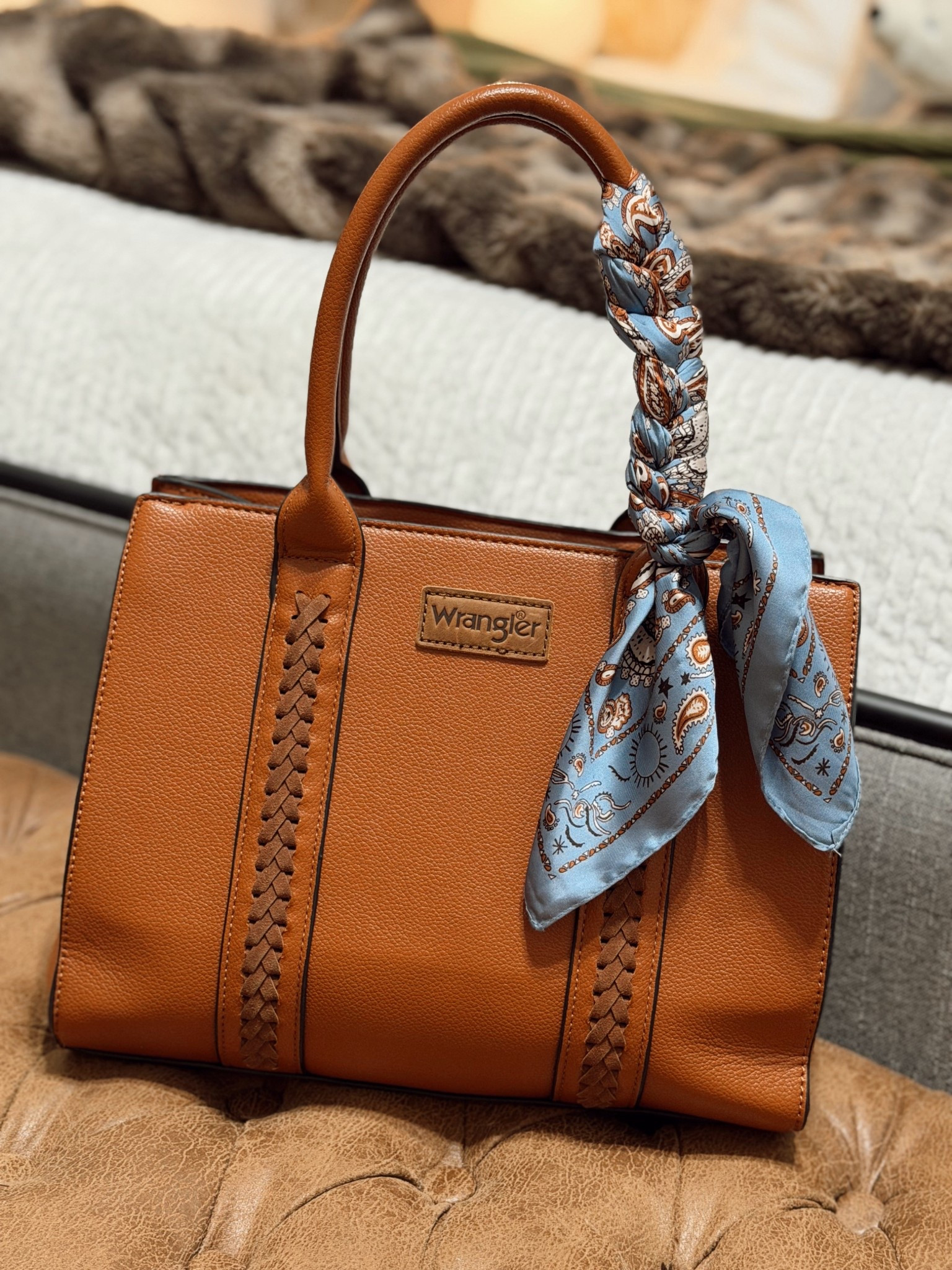Wrangler tote bag with western print satin scarf 

#LTKSaleAlert #LTKMothersDay #LTKWorkwear