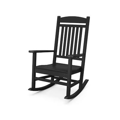 Trex Outdoor Furniture  Seaport Charcoal Black Plastic Frame Rocking Chair(s) with Slat Seat | Lowe's