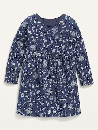 Fit & Flare Long-Sleeve Jersey Dress for Toddler Girls | Old Navy (US)