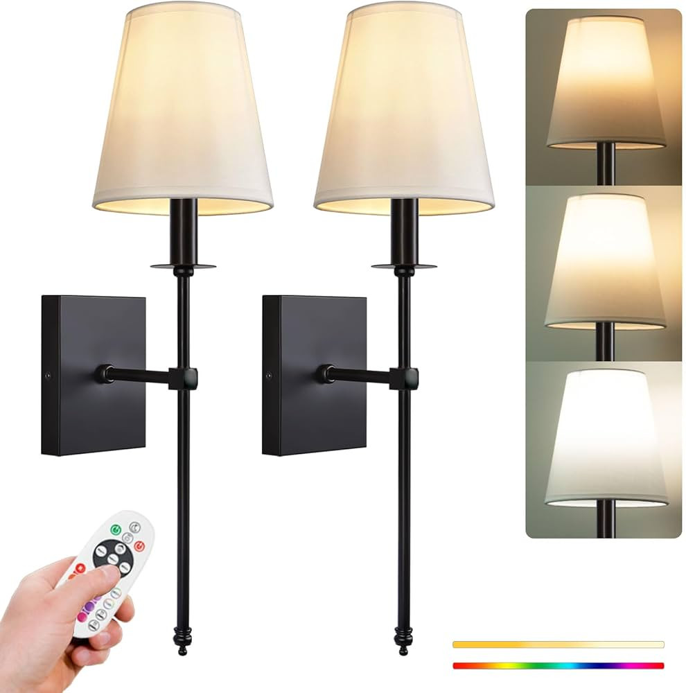 PASSICA DECOR No Hardwired Battery Operated Wall Sconces Set of 2 Two,Rechargeable Wall Lights wi... | Amazon (US)