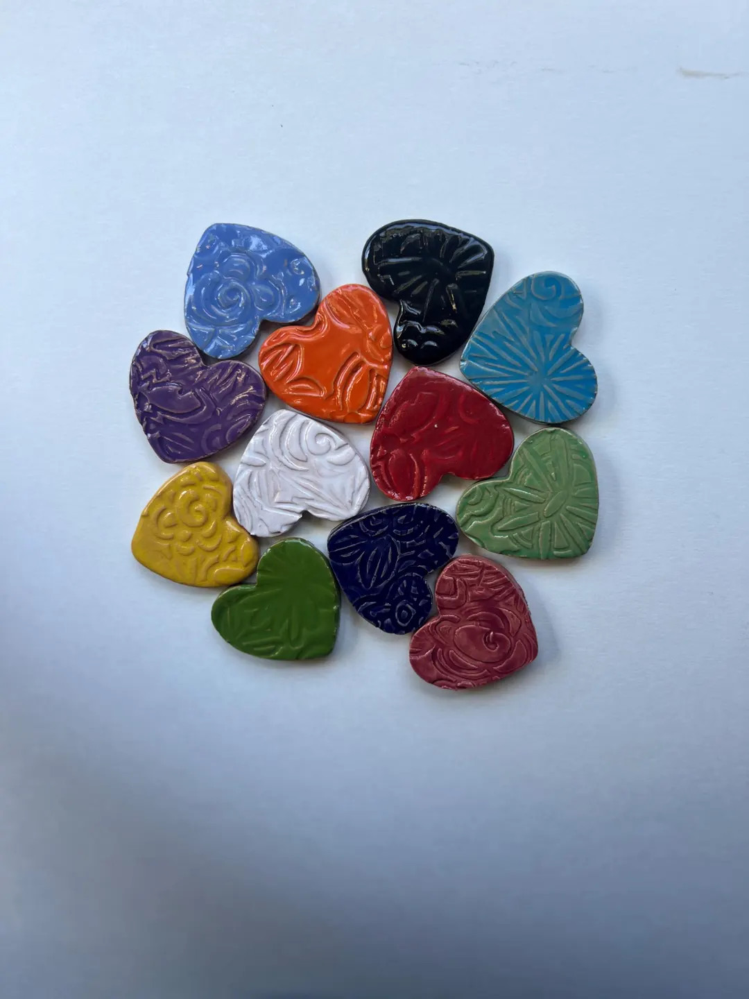 Heart Shaped Mosaic Tile Handmade Decorative Stoneware Assorted Colors 1 1/2 2 Ceramic - Etsy | Etsy (US)