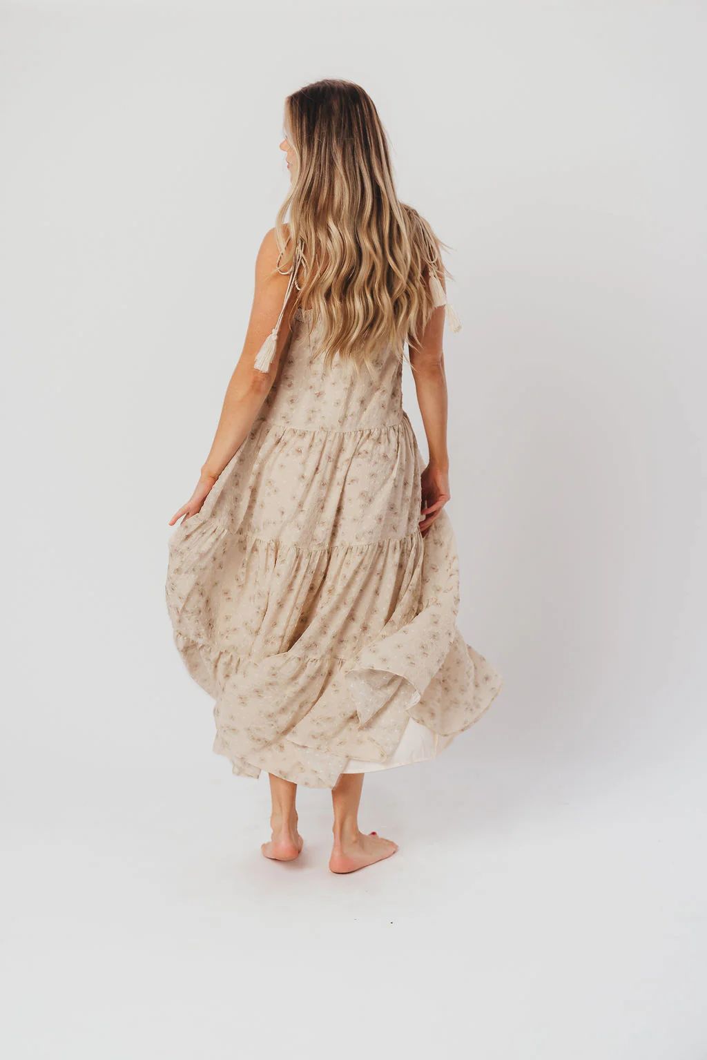 Micah Tasseled Maxi Dress in Champagne Floral | Worth Collective