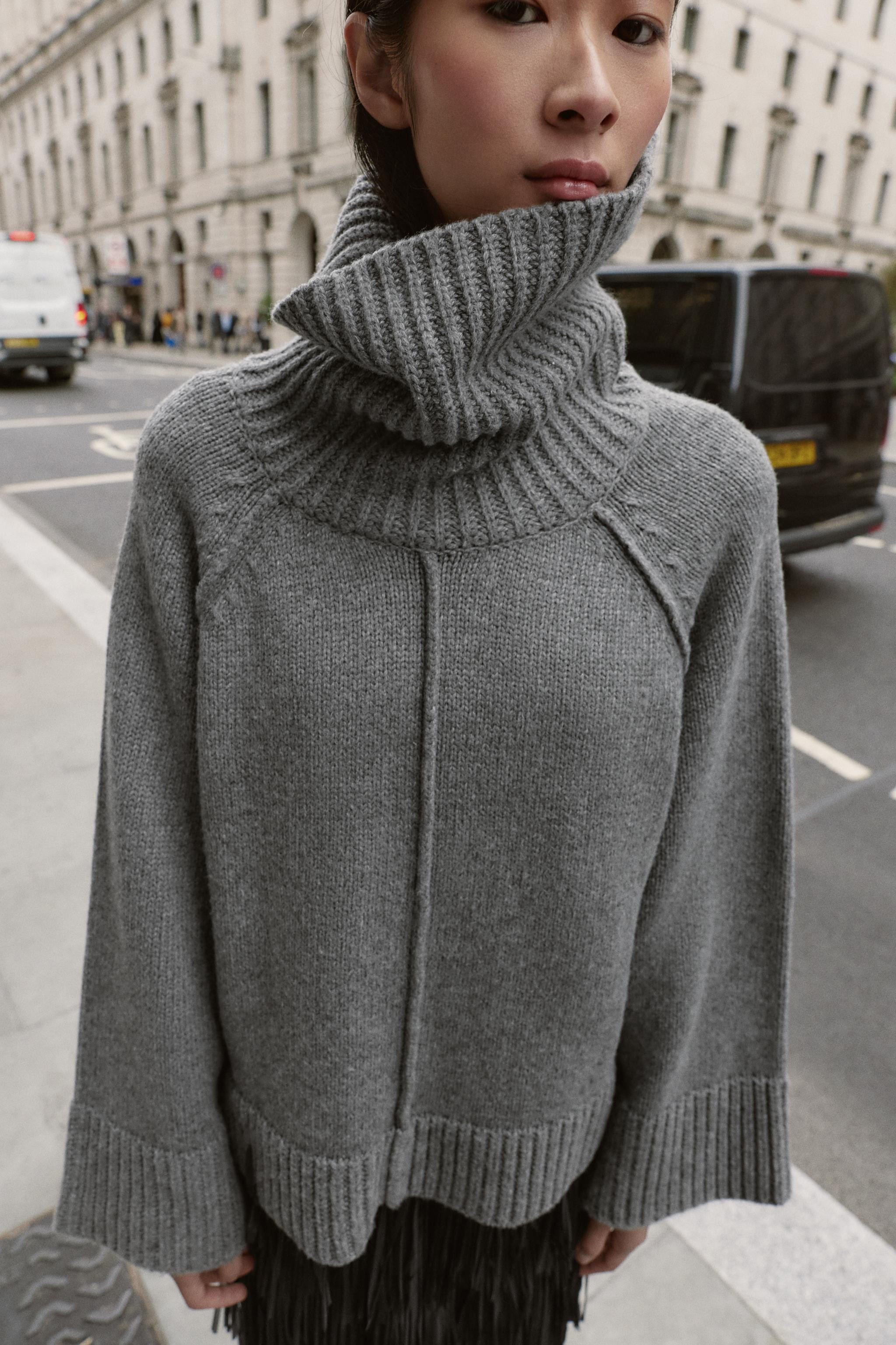 OVERSIZED KNIT HIGH NECK JUMPER | Zara UK