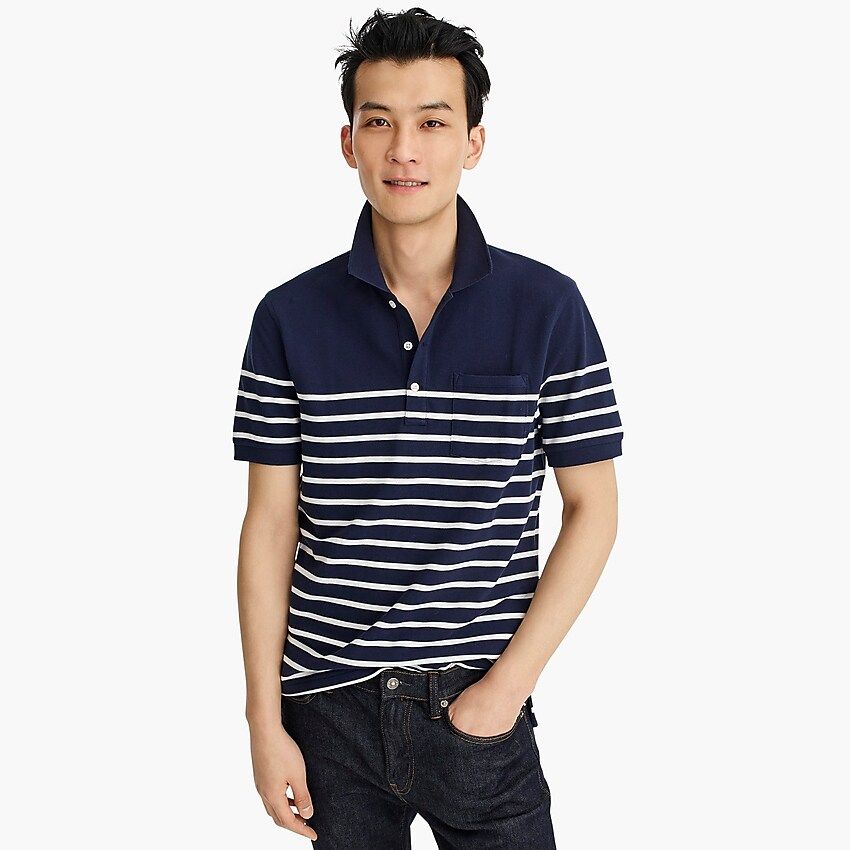 Stretch piqué polo Breton stripe | J.Crew US