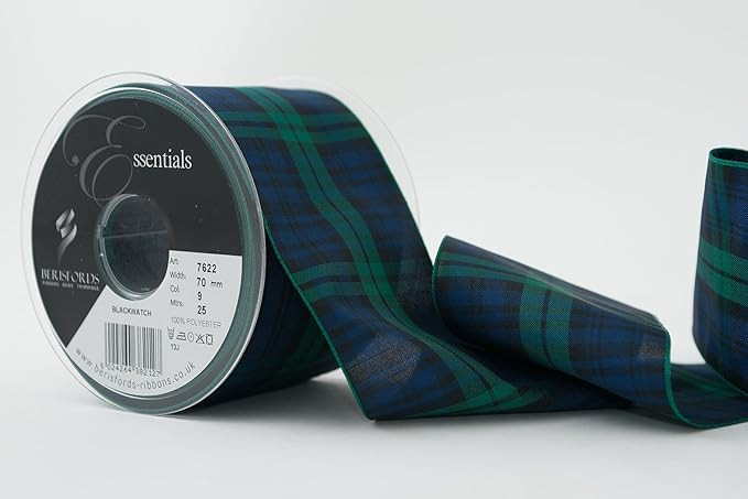 70 mm Polyester Tartan Ribbon, Black Watch | Amazon (US)