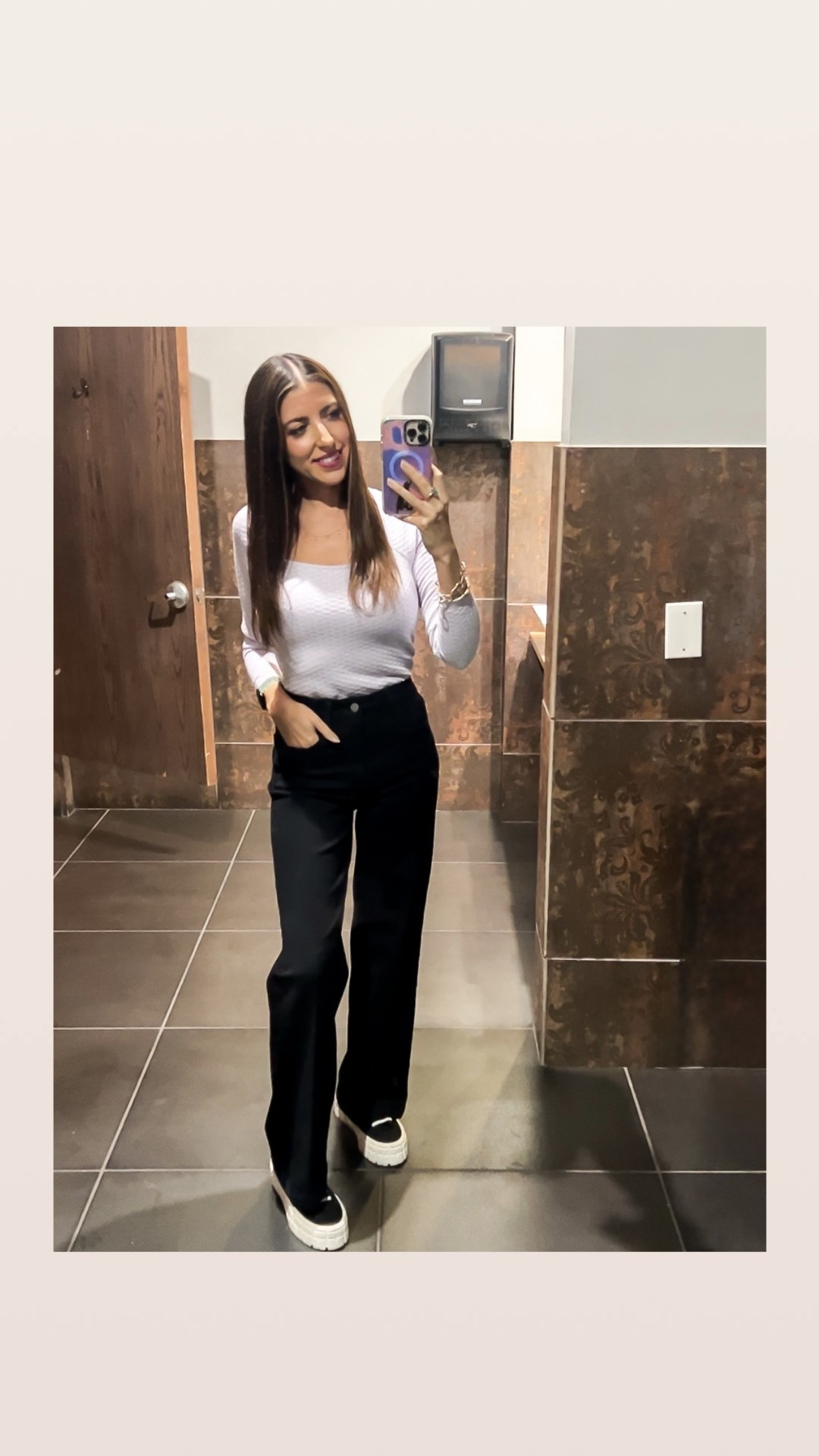 Stepping away from the usual black-and-white combo and adding a soft pop of lavender. 

This fitted textured top brings just the right touch of color, while the wide-leg trousers and platform sneakers keep it effortlessly cool. 

Minimal but with a little personality—because neutrals don’t have to be boring! 

Who else loves a subtle pastel moment?

 #LavenderLove #EffortlessChic #SoftTones

#LTKFindsUnder50 #LTKStyleTip #LTKFindsUnder100