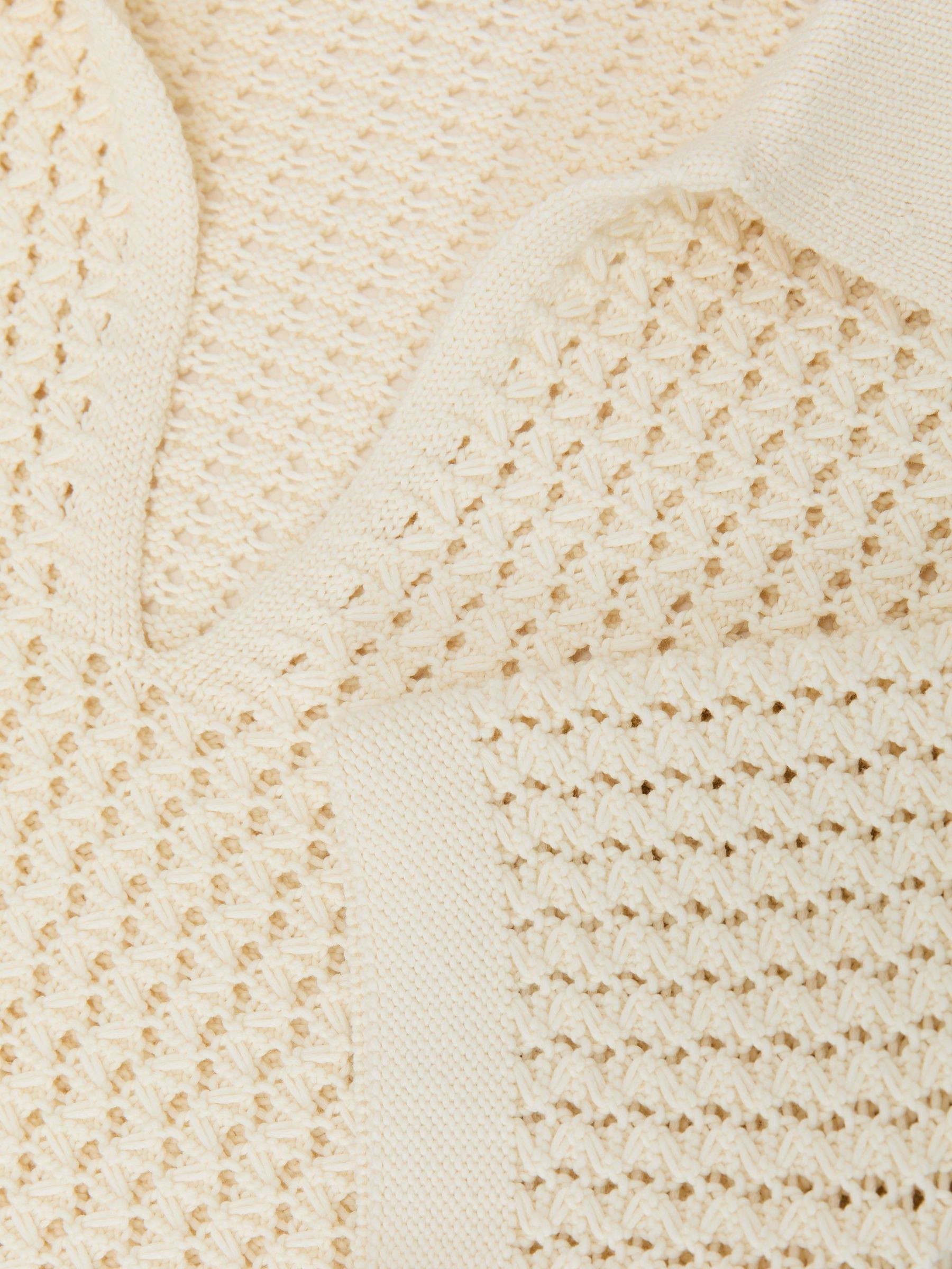 Reiss Crochet Open-Collar Polo Shirt in White | REISS | Reiss US