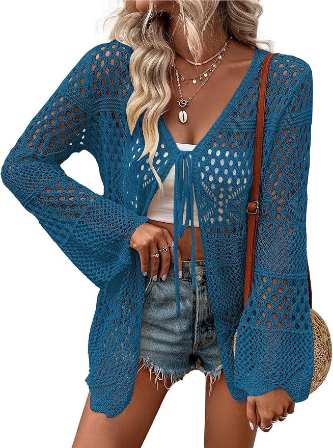 AI'MAGE Womens Kimono Beach Cover Up Crochet Swimsuit Coverups Summer Loose Knit Cardigans Causal... | Amazon (US)